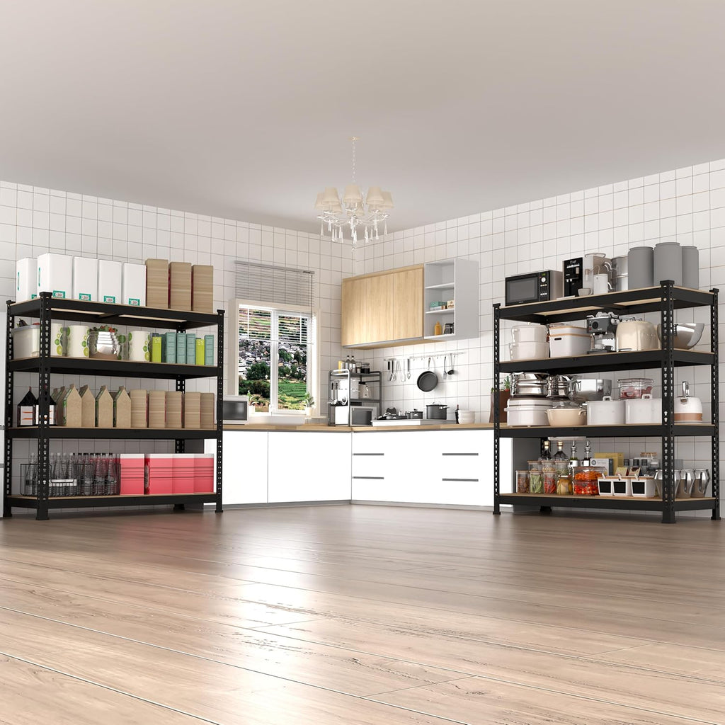 2 Packs 36" W x 16" D x 55" H Adjustable Garage Storage Shelves - 4-Shelf Heavy Duty Shelving Unit, Metal Utility Storage Organizer Racks for Warehouse Pantry Closet Kitchen, Black