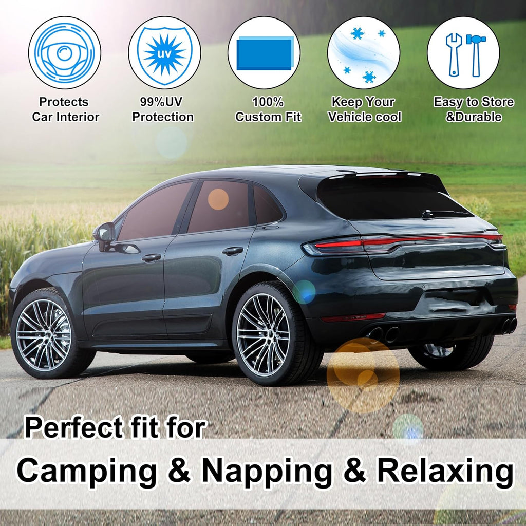 TINGLU Window Shades for Porsche Macan 2014-2024 Accessories Car Side Full Windows Rear Triangular Windshield Sun Shade Sun UV Rays & Privacy Protection for Camping,Napping,and Relaxing 8PCS