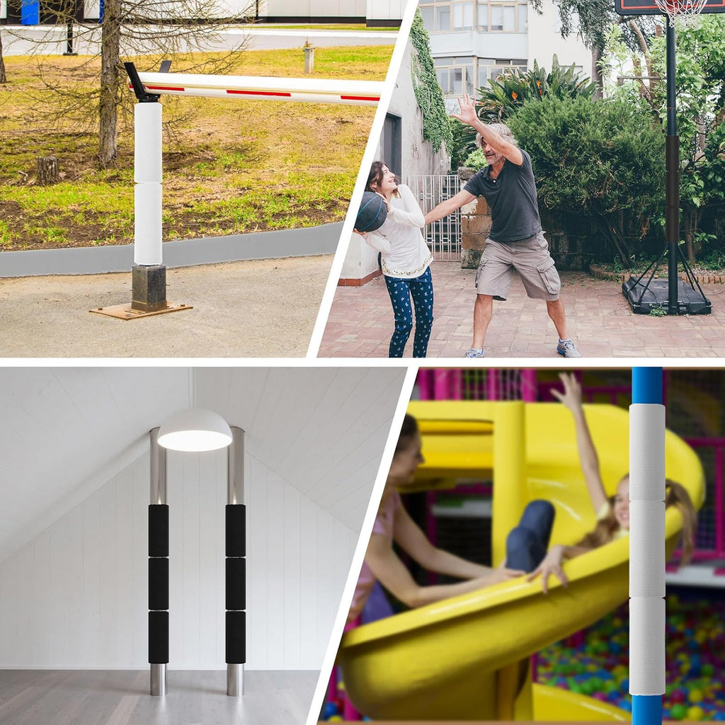YeeBeny 4pcs Basement Pole Wrap, Garage Pole Padding with Anti Slip Fabric12x14.5 Inch, Pole Wrap Wood Roll, Column Wrap for Basketball Pole, Garage Pole, Playground Pole (White, 15x12)