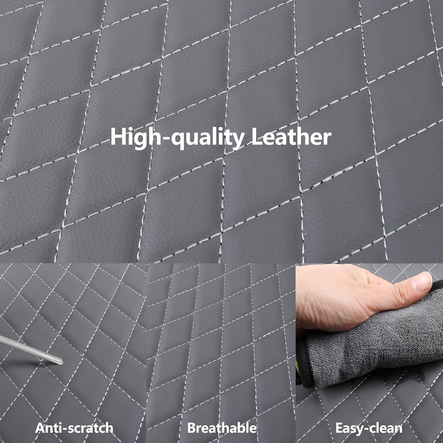 Seat Covers for Car,Breathable and Waterproof Car Seat Covers,Premium Automotive Airbag Compatible Universal Fit for Cars Sedans SUVs Vans and Trucks(Full Seat,Grey,N1)