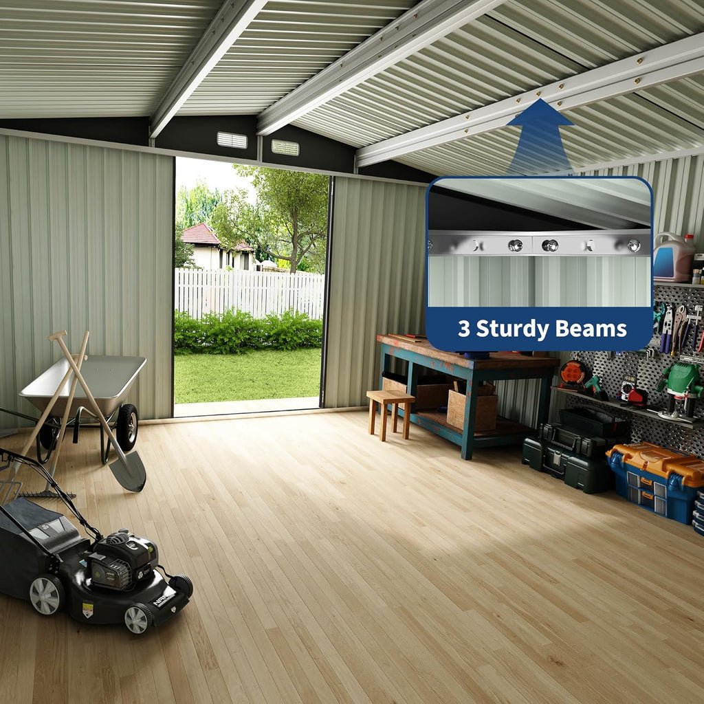 8x10x6.4 FT Outdoor Storage Sheds, Metal Garden Tool Shed for Backyard, Large Metal Sheds Outdoor Storage with Lockable Doors & Air Vents for Backyard Garden Patio Lawn