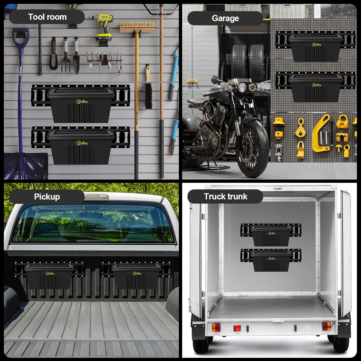 2 Pack E-Track Basket Storage Bin for E Track Accessories for Enclosed Trailer- System to Tool Organizer Workshop, Garage