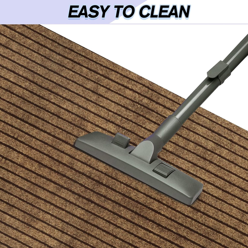 Custom Size Backed Non-Slip Area Rugs Runner, Easy Clean, Waterproof Runner Rugs for Hallway Entryway, Kitchen, Laundry, 4FT x 78FT, Brown Stripe