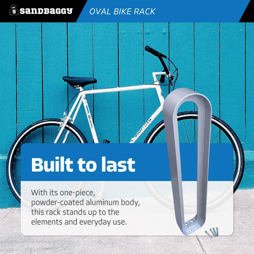 Sandbaggy Modern Commercial Bike Rack | 6.5” x 3” x 35” Oval Design | In-Ground | Anchor Bolts Included (Green, 2)