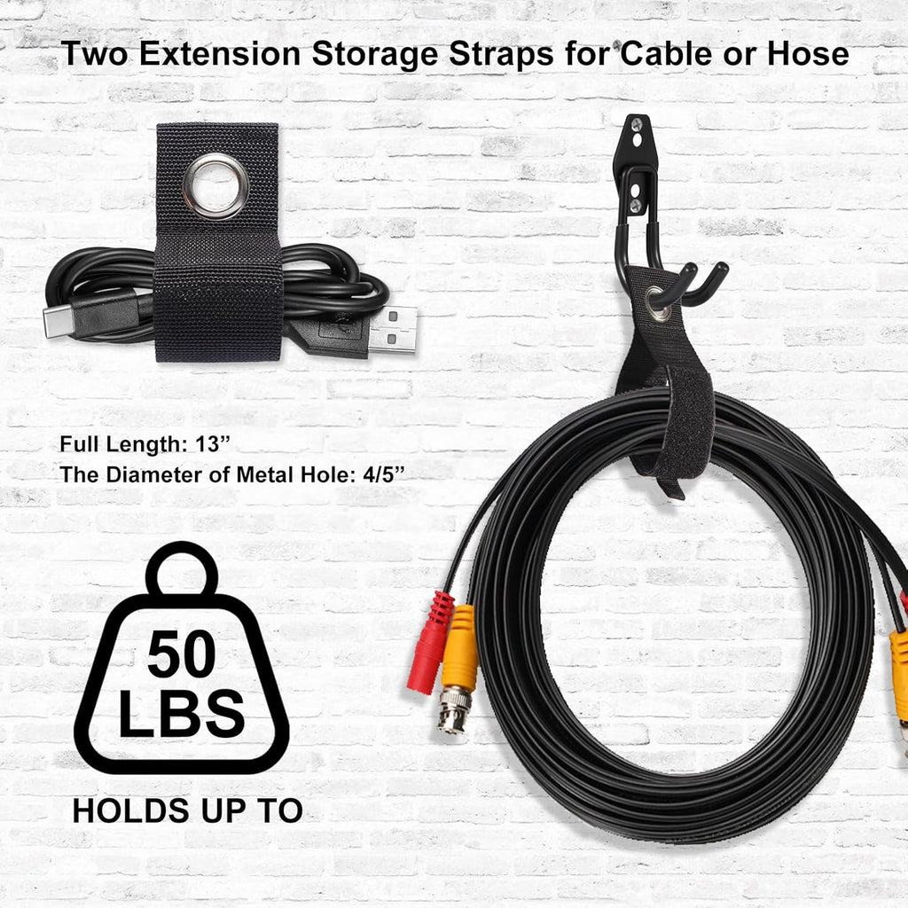 Garage Hook Heavy Duty Wall Storage Hangers, 24 Pack Garage Storage Hooks Steel Tool Black for Ladders, Ropes, Garden Tools