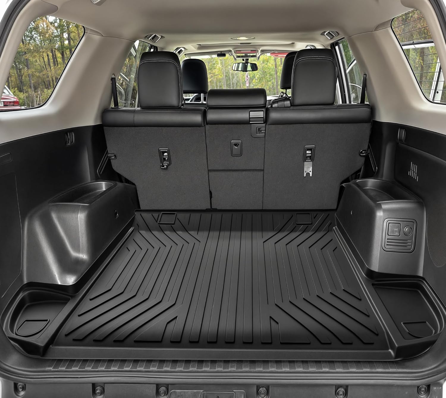 OEDRO Floor Mats&Cargo Liner Fit for Toyota 4Runner 2013-2024(Only 5 Seater, Not Fit 7 Seats) Custom Fit TPE All Weather Floor Liner, 1st & 2nd Row Full Set Car Liners, Black