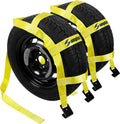 Tow Dolly Basket Straps with Flat Hooks Fits 14" 15" 16" Car Auto Hauler Wheel for A Car Trailer,SUV,UTV,ATV Transport Vehicle Tire Tie Down Strap Kit Heavy Duty Tire Bonnet Net Safe