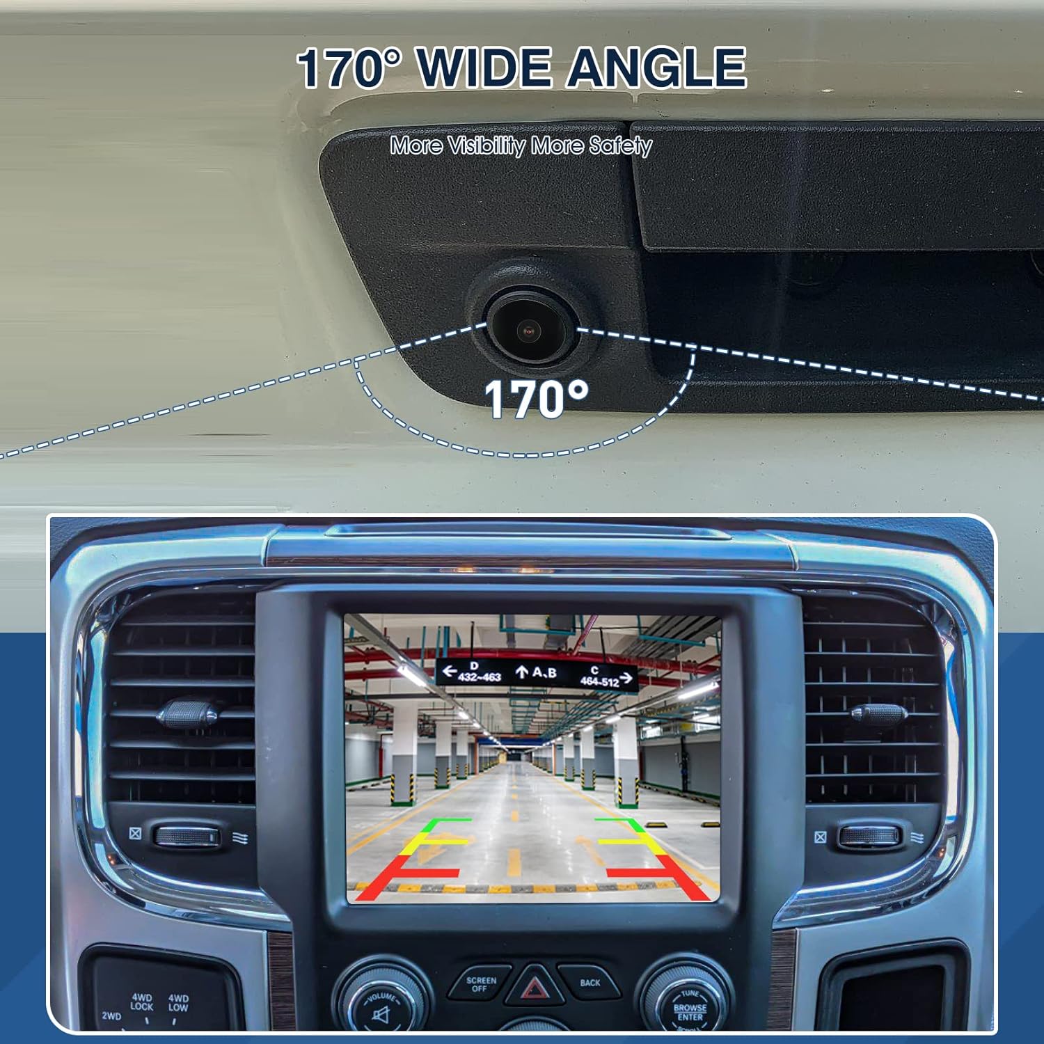 Rear View Backup Camera Compatible with RAM 1500 2500 3500 2013-2018 for Dodge Viper, for RAM 4500 5500 2013-2017, for Chrysler 200 Reversing Parking Assist Camera 56038978AL 56038978AK…