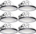 6 Pack UFO Led High Bay Light 150W(600W MH/HPS Equiv.), 21000lm, 5000K High Bay Led Lights with 5' Cable US Hook, IP65 Waterproof Commercial Lighting Fixture for Warehouse Workshop Barn Factory