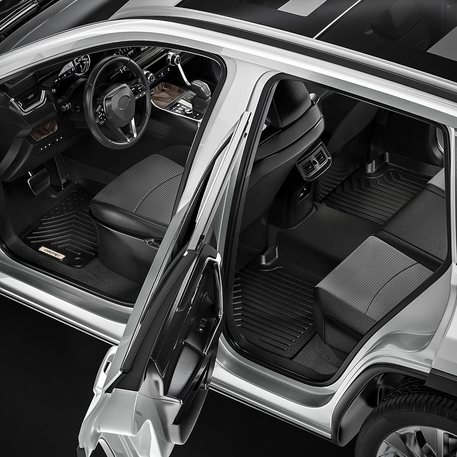 OEDRO Floor Mats Compatible with 2015-2023 Jeep Renegade, Unique Black TPE All-Weather Guard Includes 1st and 2nd Row: Front, Rear, Full Set Liners