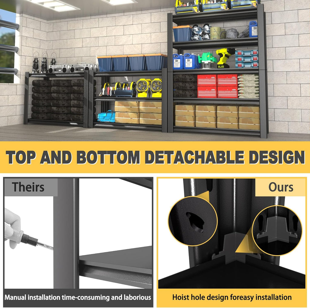 72" H x 48" W x 20" D 5-Tier Heavy Duty Garage Shelving Unit, 3000 LBS Capacity Metal Storage Rack,Adjustable Steel Shelves for Garage, Warehouse, Basement, Pantry, Workshop.2 Pack