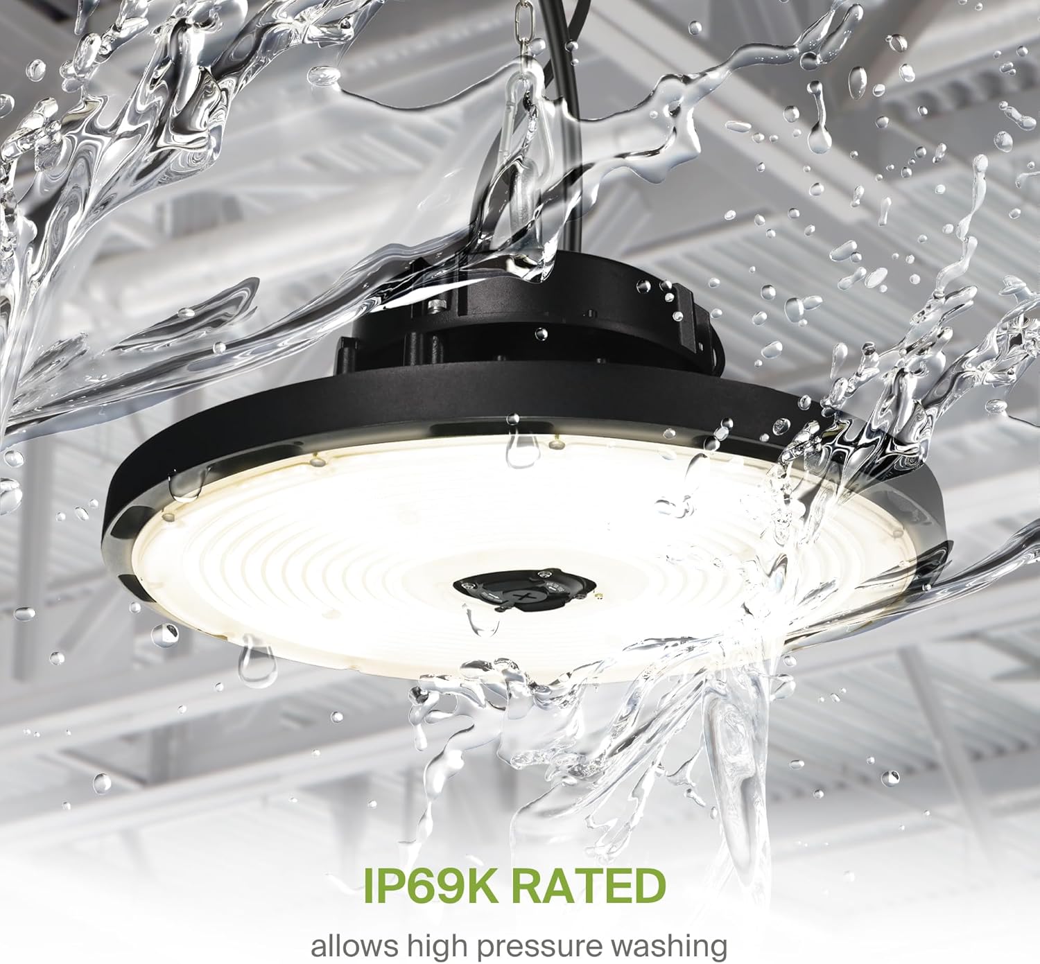 ASD LED High Bay UFO Light Fixture, Commercial Shop Lighting | 3CCT, Dimmable, IP69K Waterproof, DLC Premium, UL Listed | 500W 69700LM 3000-5000K 100-277V | Warehouse, Garage, Workshop Lamp | Black