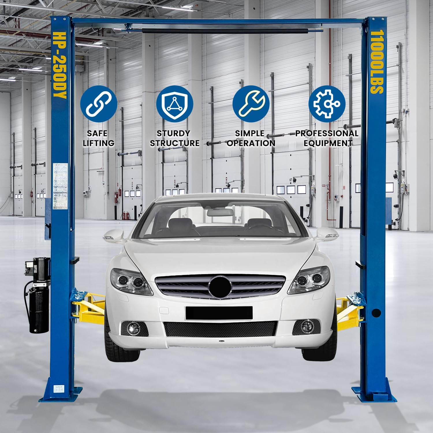 110V Two Post Car Lift 11,000 LBS Overhead Heavy Duty 2 Posts Auto Hoist Truck Lift for Garage w/ 36 Months Parts Replacement