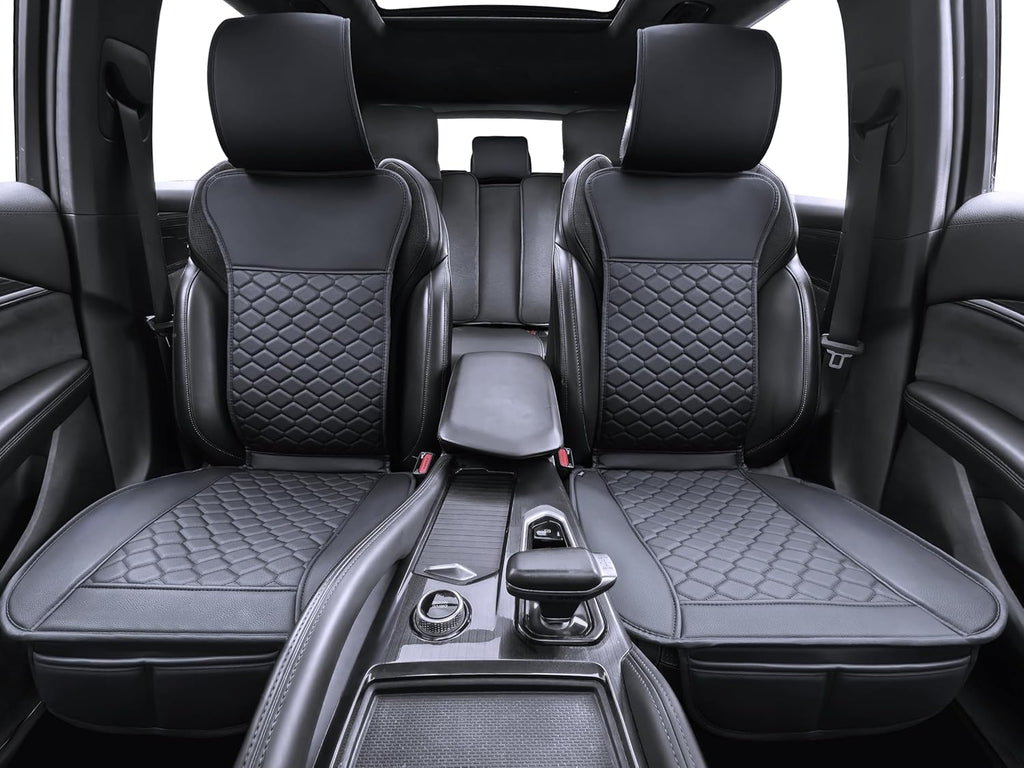 Elantrip Car Seat Cover Full Set Leather Car Seat Protector Universal fit for Most Cars SUVs and Trucks Water Proof Front and Rear Seat Protector Black