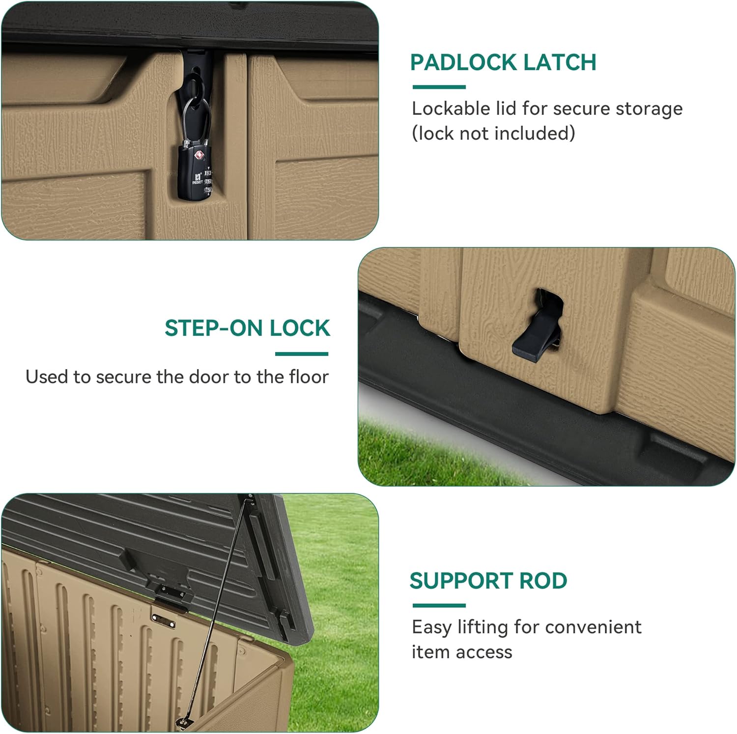 YITAHOME Outdoor Resin Storage Sheds, 39 in Height Lockable Waterproof Horizontal Shed w/o Shelf, Easy to Assemble Shed Storage for Garden Tools, Brown