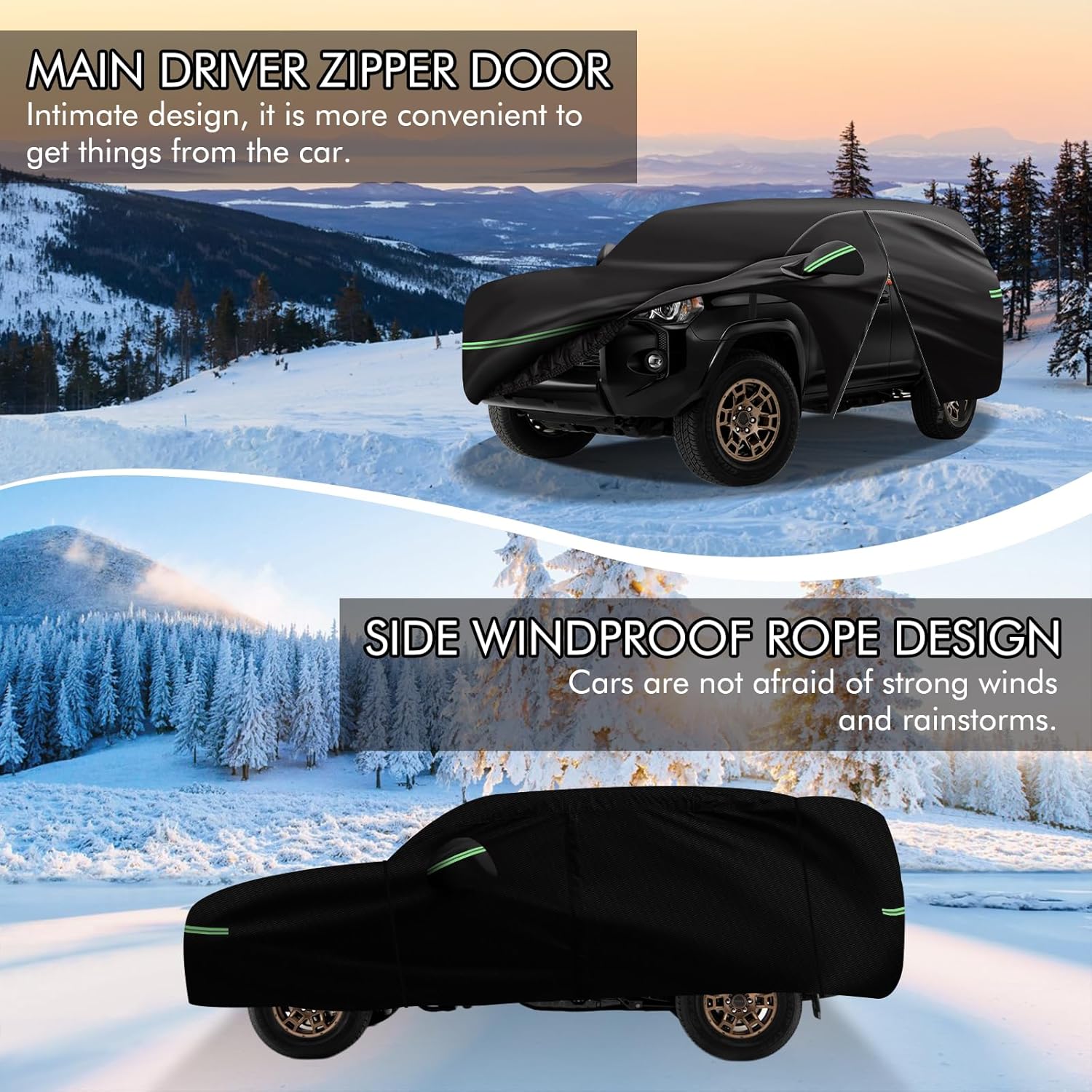 for 2002-2023 Toyota 4runner Car Cover 210D Outdoor Waterproof UV Protection, with Cotton Layer, Zipper Door, Reflective Strip, Storage Bag, for 2002-2020 2021 2022 2023 4runner