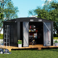 COMHOMA Shed Outdoor Storage Shed Metal,Lockable Doors Tool Sheds with Sloping Roof,Steel Garden Shed with Air Vent for Backyard,Patio,Lawn,Poolside (Grey, 10'*8')