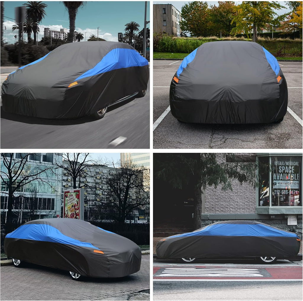Car Cover Waterproof All Weather,Outdoor Car Cover for Automobiles,Full Exterior Cover Windproof Outdoor car Cover UV/Snow/Hail/Dust Protection Fit Sedan-Length 181" to 190"