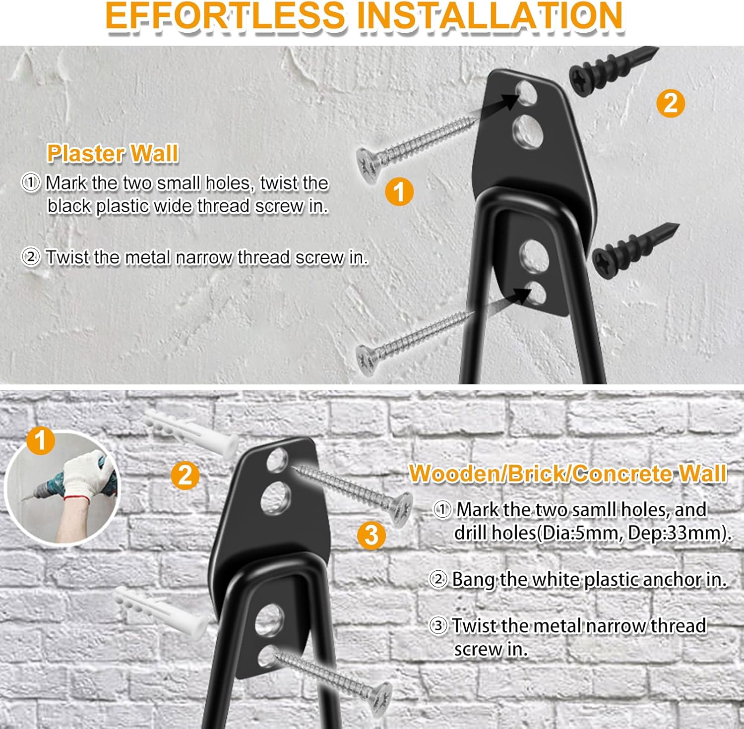 REMIAWY Garage Hooks Heavy Duty, Steel Utility Garage Storage Hook 6 Pack, Wall Mount Double Tool Hangers with Anti-Slip Coating for Hanging and Organizing Ladder Bike, Garden Tools, Bulk Items