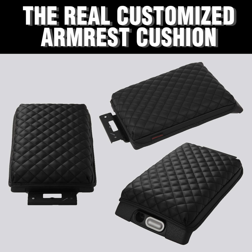 KMMOTORS F150 Center Console Cover, Armrest Cushion, Interior Accessories for F150 Car Gadget, Vegan Leather, Armrest Protector (2009~2014, Black)