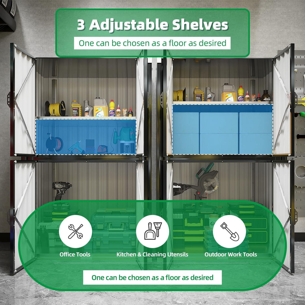 AECOJOY Outdoor Storage Cabinet Waterproof with Shelves, Dark Grey Lockable Vertical Outdoor Cabineyt, Large Storage Shed Tall Weatherproof Outdoor Cabinets Garden Sheds & Outdoor Storage Clearance