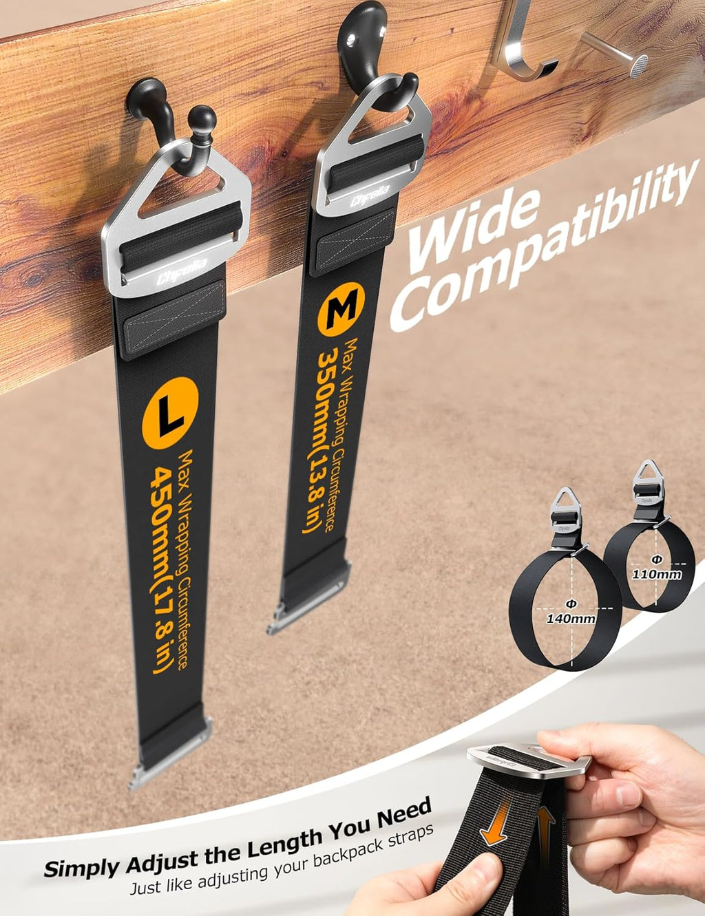 4 Pack One Hand Operation [1s Tighten by Gravity] Adjustable Extension Cord Organizer Holder, Hose Rope Storage Straps Wrap for RV Shed Workshop Garage Organization, Gadgets Tools Gifts for Dad Men