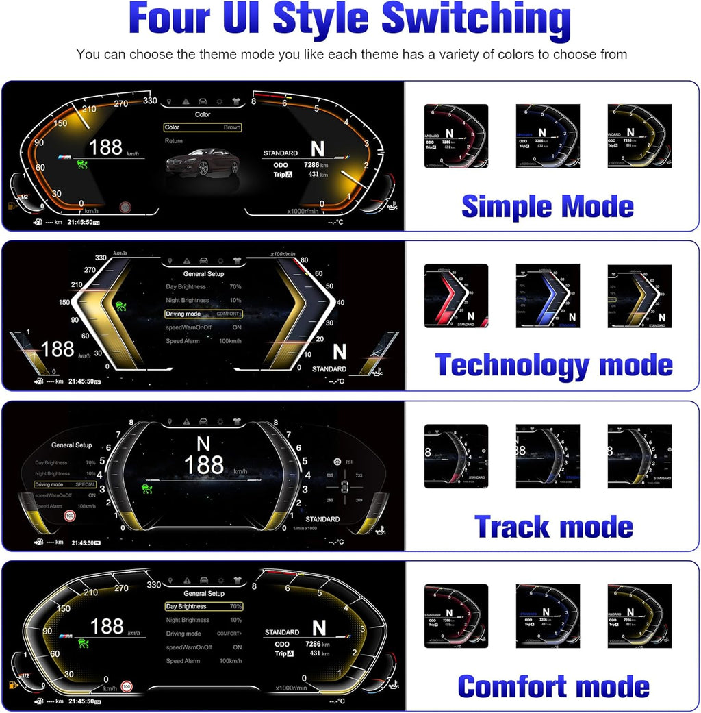 Speedometer Instrument for BMW F11 F18 2010-2017，12.3 inch Linux System Original Modern Car Odometer Information Head up Display Digital Cluster Electronic Gauge Dashboard Screen