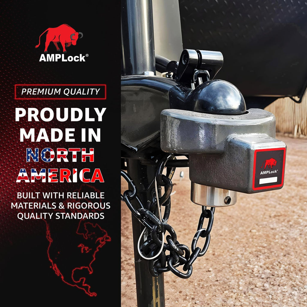 AMPLock - U-BRHT2516 2-5/16" Trailer Ball Hitch Lock - Titan Weld-on Design for Boat, RV, and RVs & Travel Trailer Hitch Coupler Locks, Patented 2-Parts Anti-Theft Lock with Push & Locking System