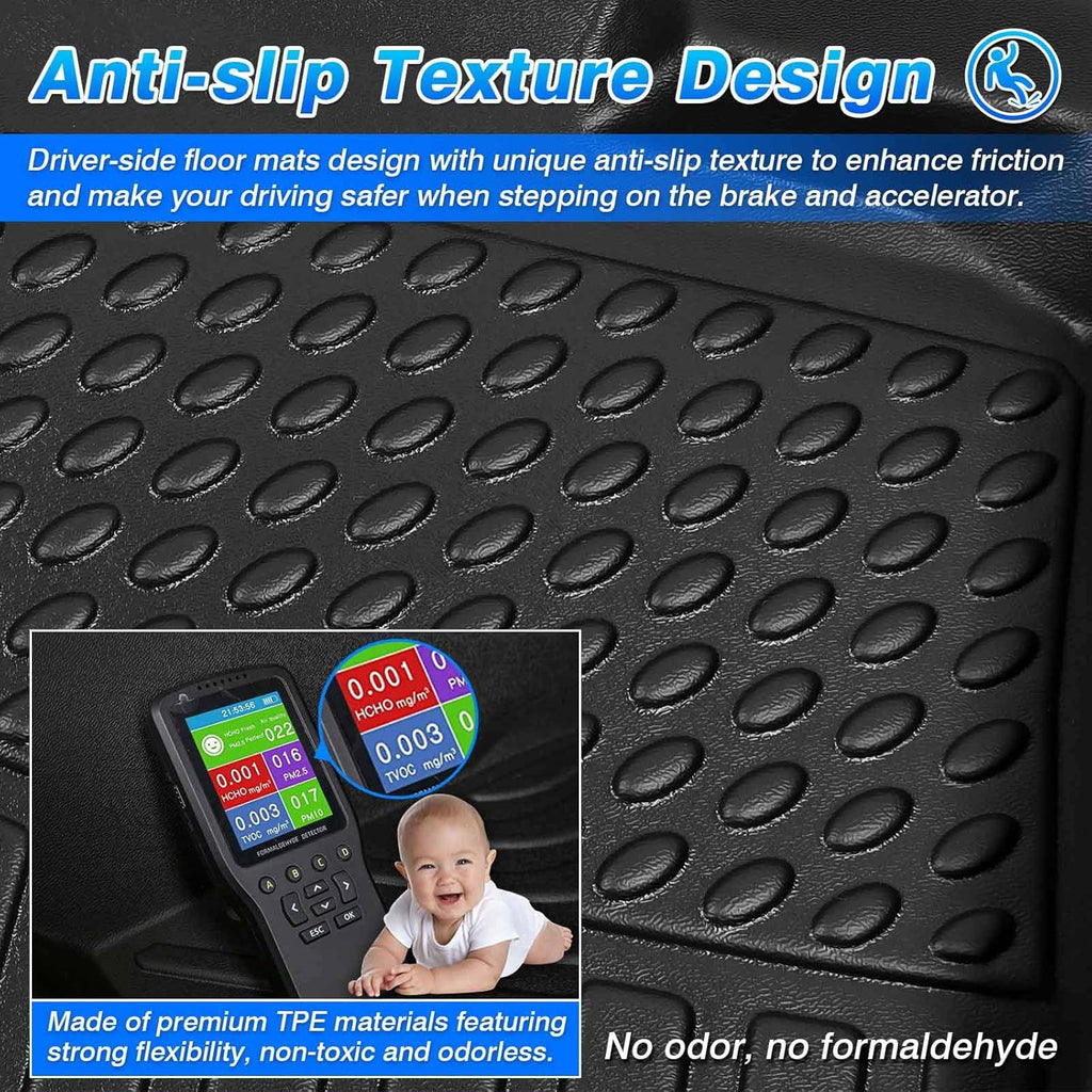 Cartist Floor Mats Custom Fit for 2022 2023 2024 2025 Ford Maverick (Only for Hybrid) All Weather Floor Liners Front & 2nd Row TPE Black