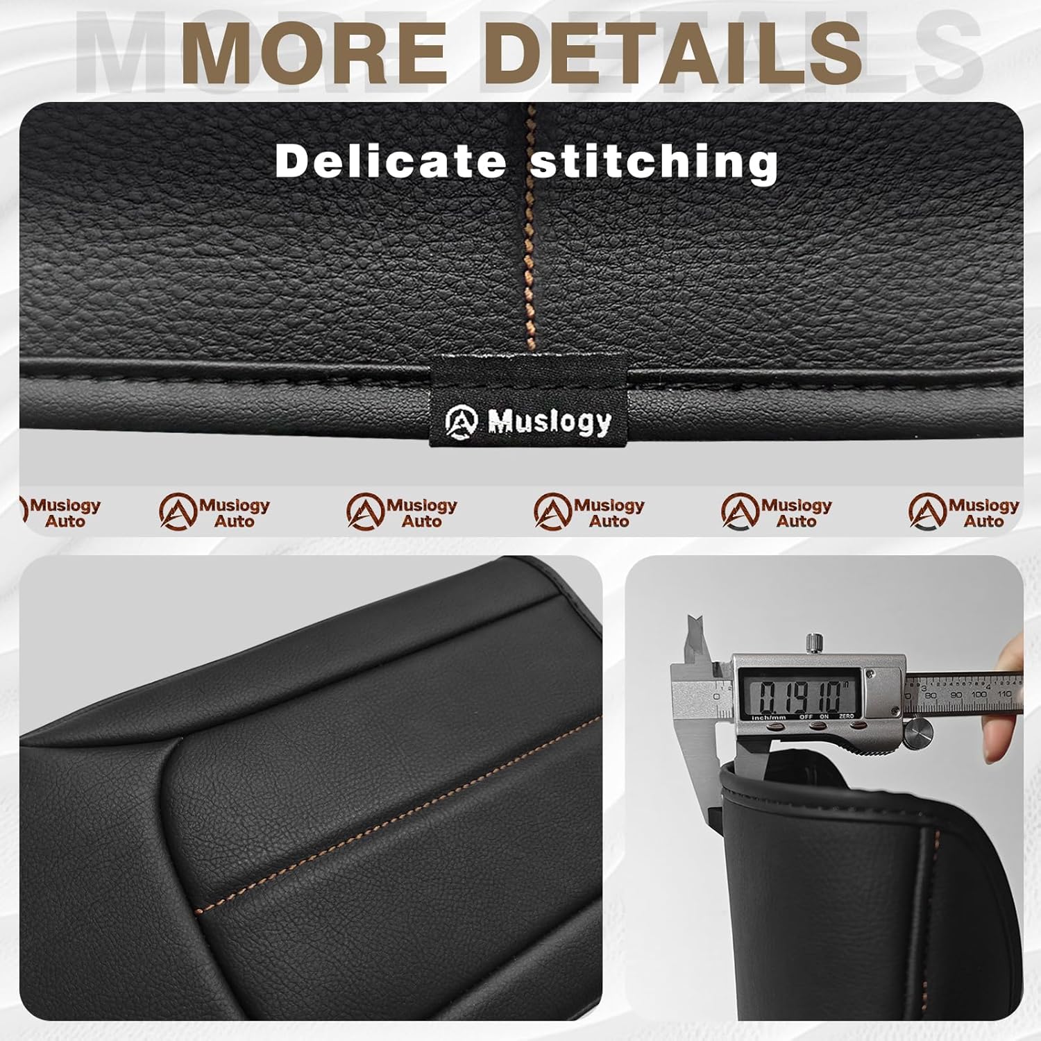 Muslogy Center Console Cover Compatible with Subaru Forester 2025 Accessories Armrest Cover Lid Cushion Protector Anti-Scratch Vegan Leather Extra Soft (Black/Brown Stitching)