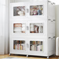 900 Qt Stackable Storage Bin with Lid, 225Gal Extra Large Collapsible Storage Boxes, Folding Plastic Drawer, Heavy-Duty Store Cabinet, Closet Organizer for Home Kitchen, 3 Pack White
