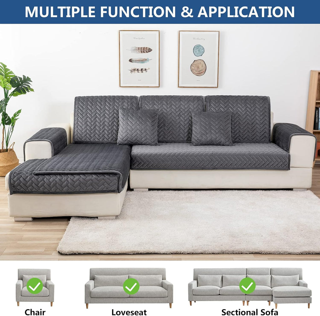 Eismodra Couch Cover,Sectional Couch Covers,Sofa Covers for 3 Cushion Couch,Anti-Slip Sofa Slipcovers for Dogs Cats Kids Loveseat Recliner L Shaped Armrest Backrest,Dark Gray 36''x82''(Only 1 Piece)