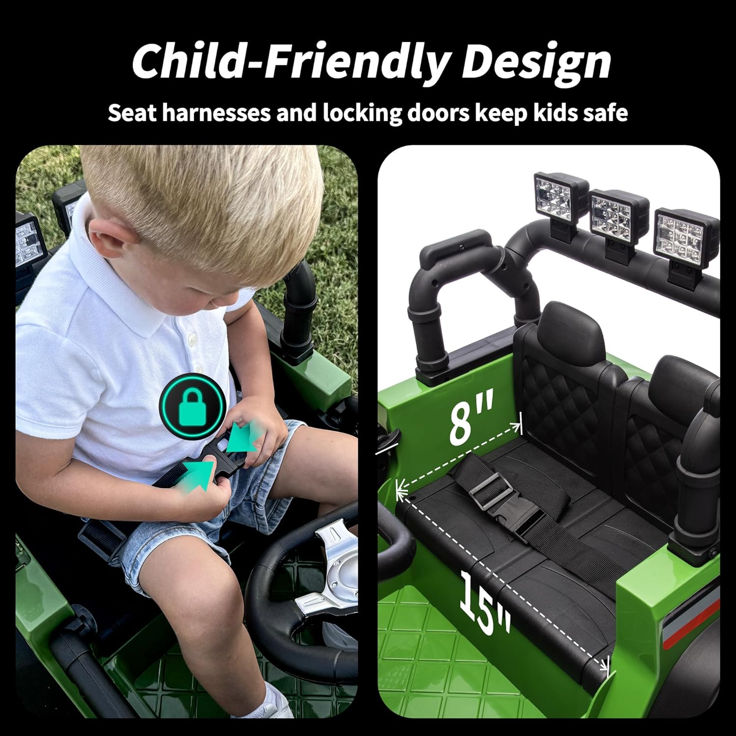 12V Kids Ride on Car Truck, Kids Electric Vehicles Car Ride on Toy w/Remote Control - Army Green