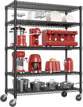 IZEUK Garage Shelving Wide Storage Shelves 5 Tier Metal Shelves Heavy Duty Adjustable Utility Shelf Rack Black 23.6" D x 53.1" W x 73.6" H