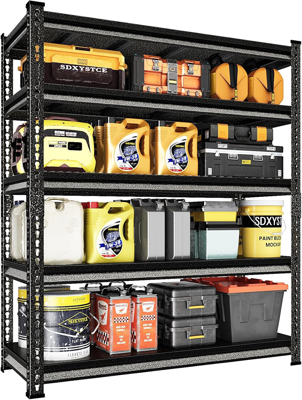 48" W Garage Shelving Heavy Duty, 3000LBS Loads Adjustable Garage Storage Shelves, 5-Tier Metal Shelving Units and Storage Racks, Industrial Utility Shelf,47.4" Wx23.6 Dx78 H, Silvery