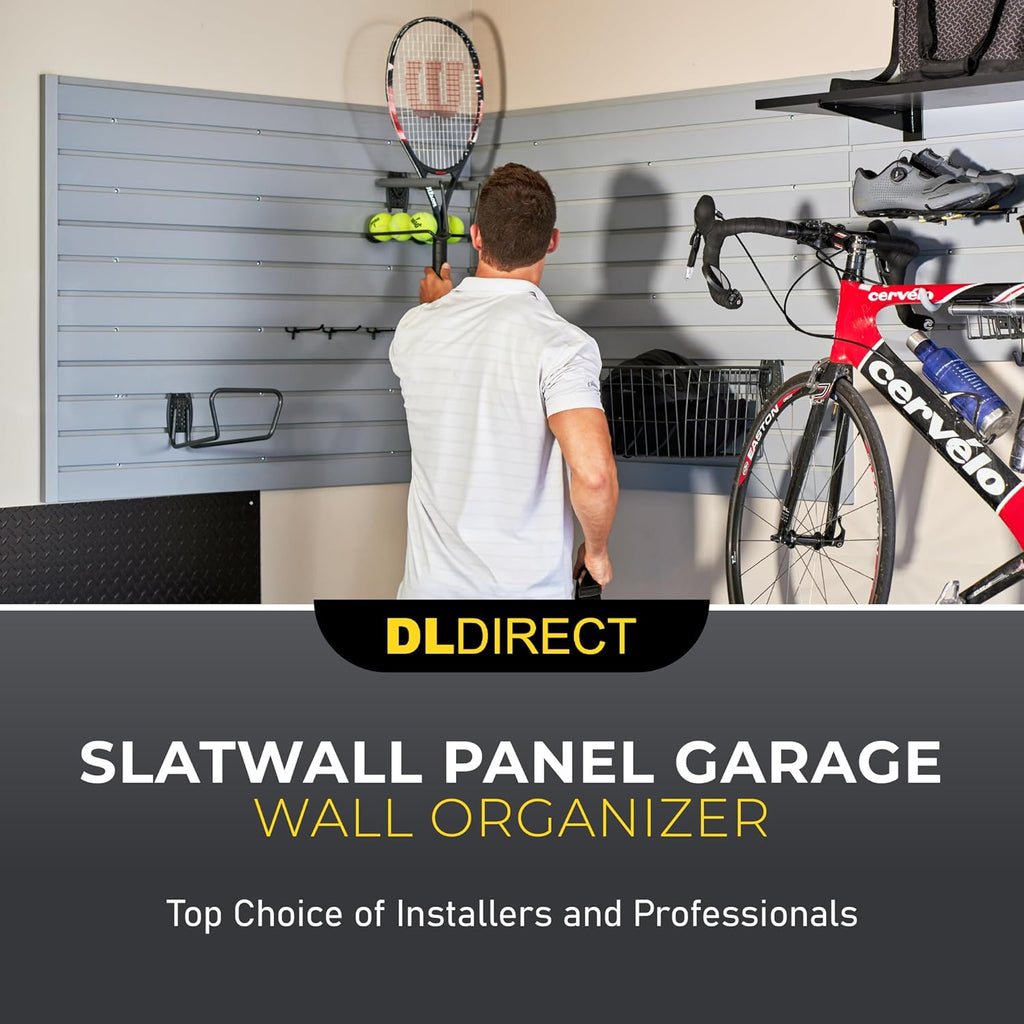 Heavy Duty 8x4 PVC Garage Slatwall Storage System (with Endcaps & Screws) - Modular Slat Wall Paneling for Garage Wall Organization - Interlocking Slatwall Panels for Home & Commercial Use (White)