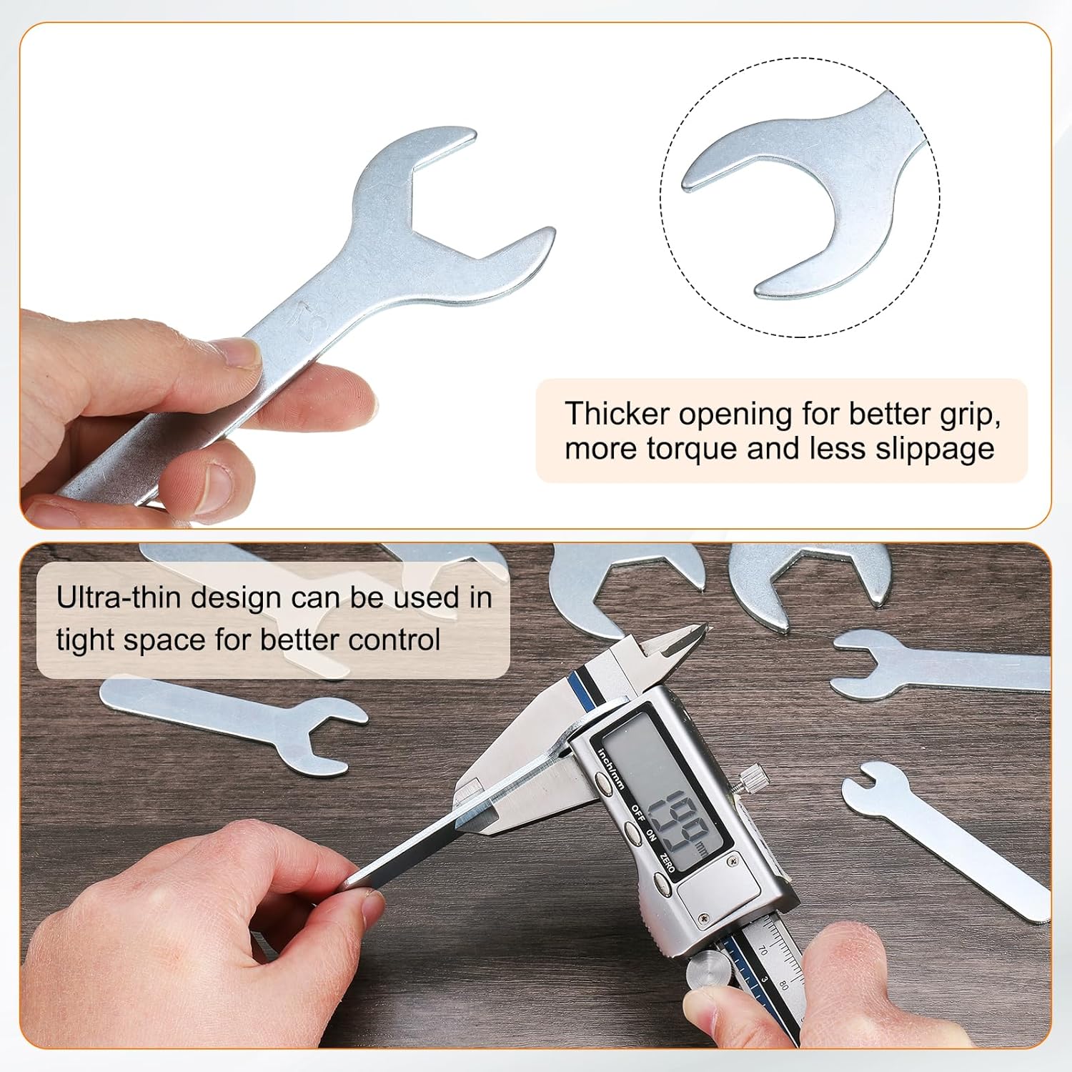 HARFINGTON 10pcs Small Open End Wrench 30x138x2.2mm Metric U-Shaped Single Open Ended Spanner Super Thin Flat Head Galvanizing Wrench for Automotive Repair Furniture Assembly