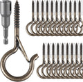 48 PCS Q-Hanger Hooks, Screw Hooks for Outdoor String Lights, Safety Buckle Design Cup Eye Hook for Hanging Christmas Lights, Plants, Mounted on Wall Ceiling, Include 1 Wing Nut Driver, Copper