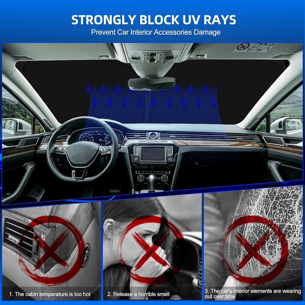Windshield Sun Shade for Toyo-ta 4runner 2010-2025 4-Runner Foldable Sunshade Custom Fit Front Window Car Interior Accessories Protector Blocks UV Rays