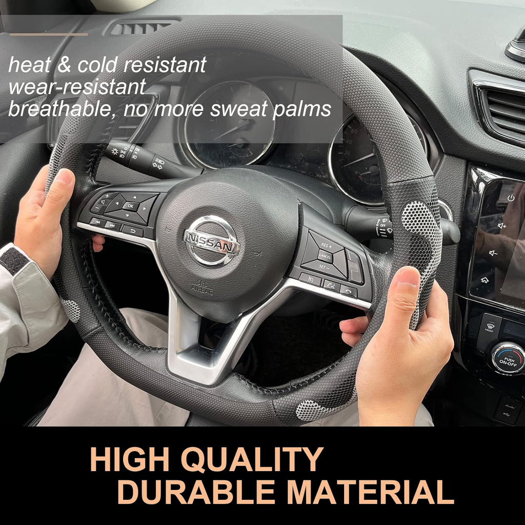 PINCTROT D Shaped Comfy Grip Steering Wheel Cover, Anti-Slip Design, Flat Bottom 14.5-15 Inch(Silicone Gray)