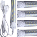 LED Shop Light Fixture, 4FT, 60W 7500LM, 6000K Cold White, 4 Foot T8 Integrated LED Tube Lights, Plug in Warehouse Garage Lighting, V Shape, Linkable with On/Off Switch (4PCS)