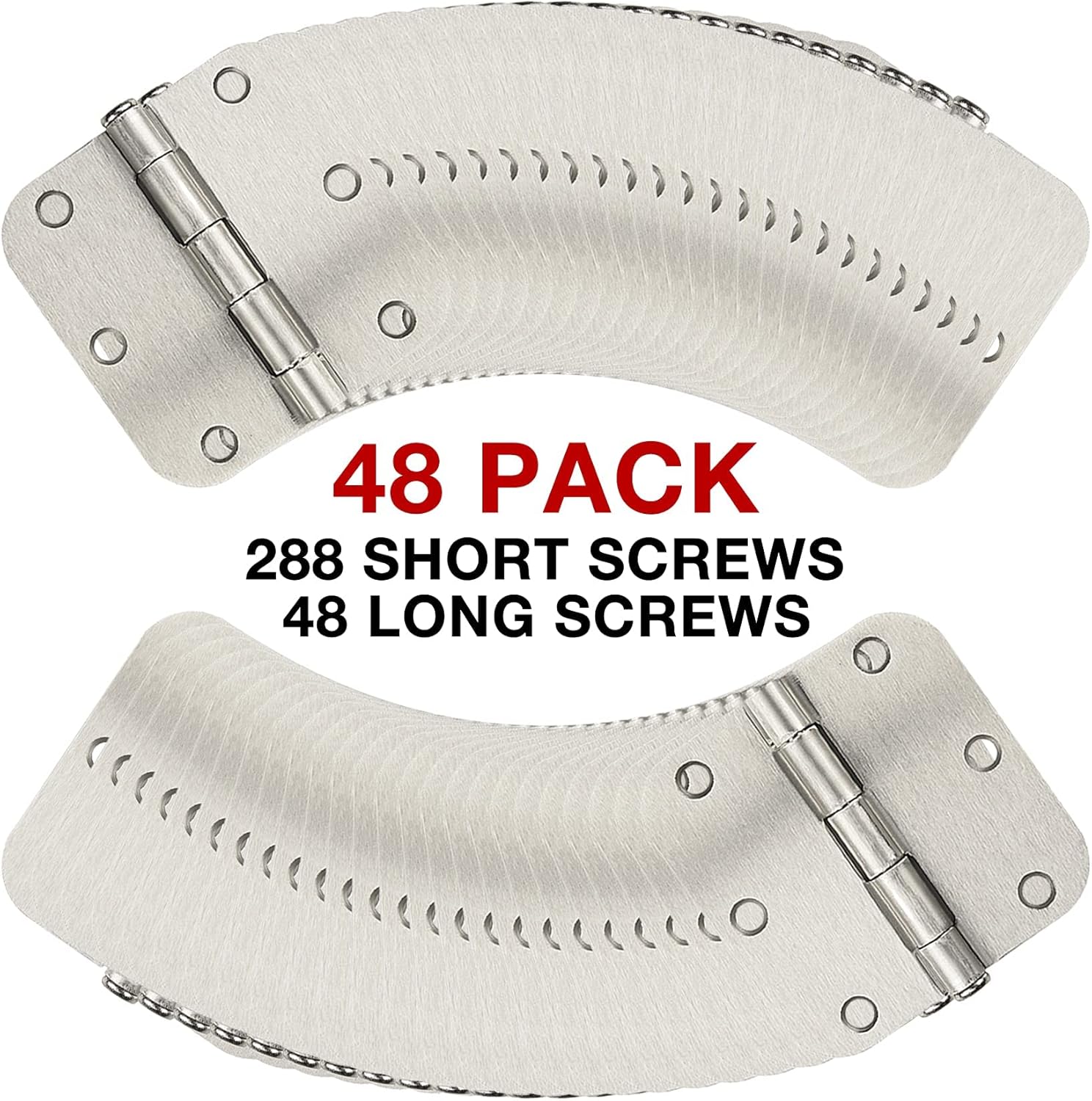 48 Pack Interior Door Hinges Brushed Nickel 3.5 Inch x 3 1/2" Rounded 5/8" Radius 3 ½"Satin Iron Bifold Residential Hinge for French Style Slab Single/Double Doors Hardware Kit Living/Bed Room
