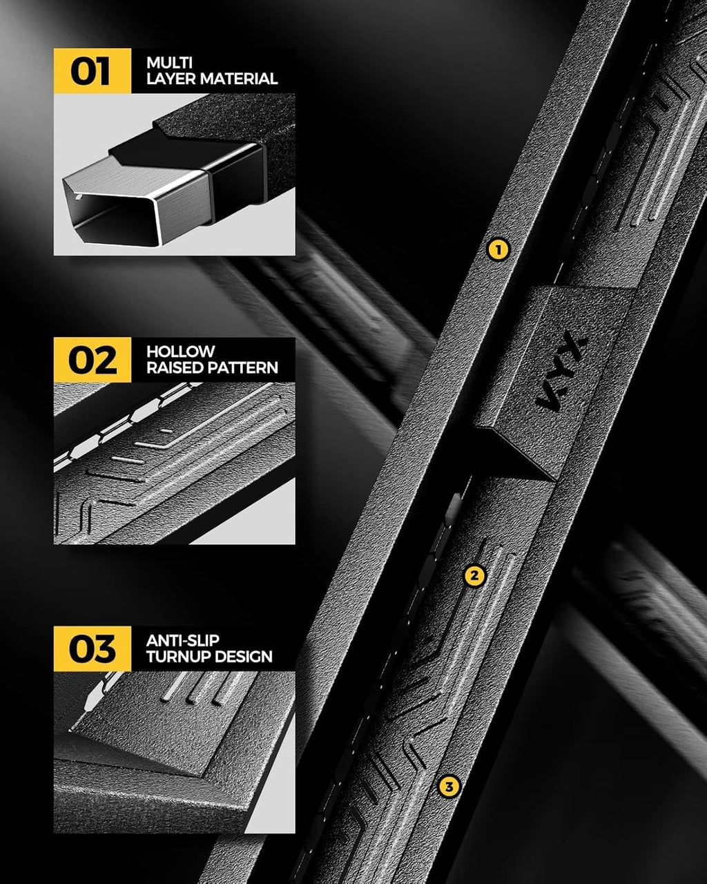 KYX Running Boards & Steps Nerf Bars Fit for 2015-2025 Chevy Colorado/Canyon Crew Cab, A Pair 6 inch Car Door Side Steps Nerf Bars Truck Boards Step Rails-Dual Tube