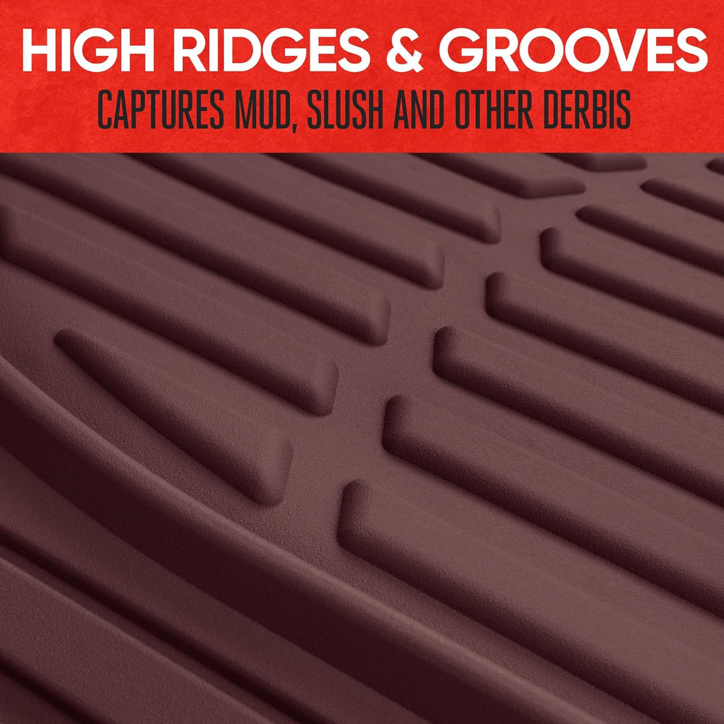 BDK Red All Weather Heavy Duty Car Floor Mats Interior Liners for Auto Van Truck SUV, Heavy Duty All Weather Protection, Fits Front & Rear