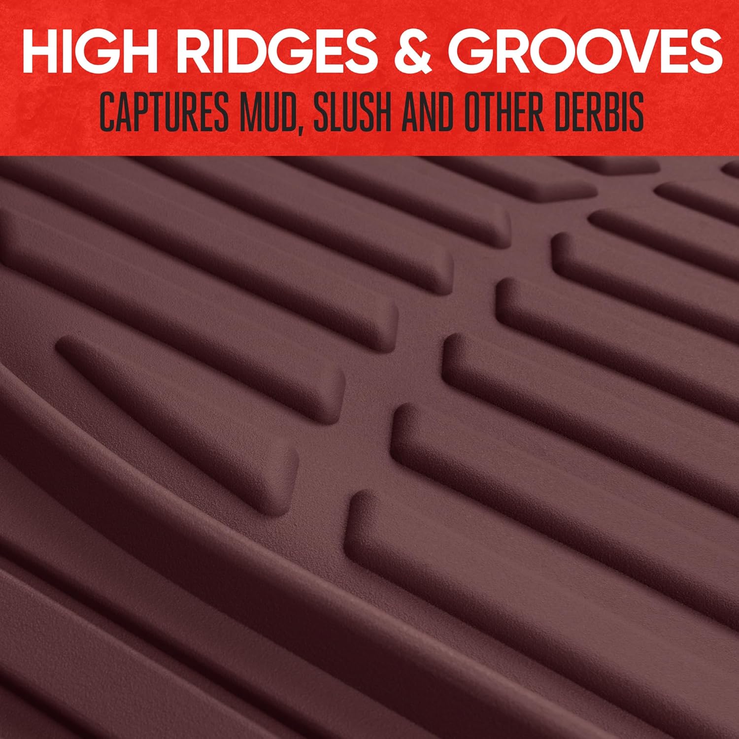 BDK Red All Weather Heavy Duty Car Floor Mats Interior Liners for Auto Van Truck SUV, Heavy Duty All Weather Protection, Fits Front & Rear