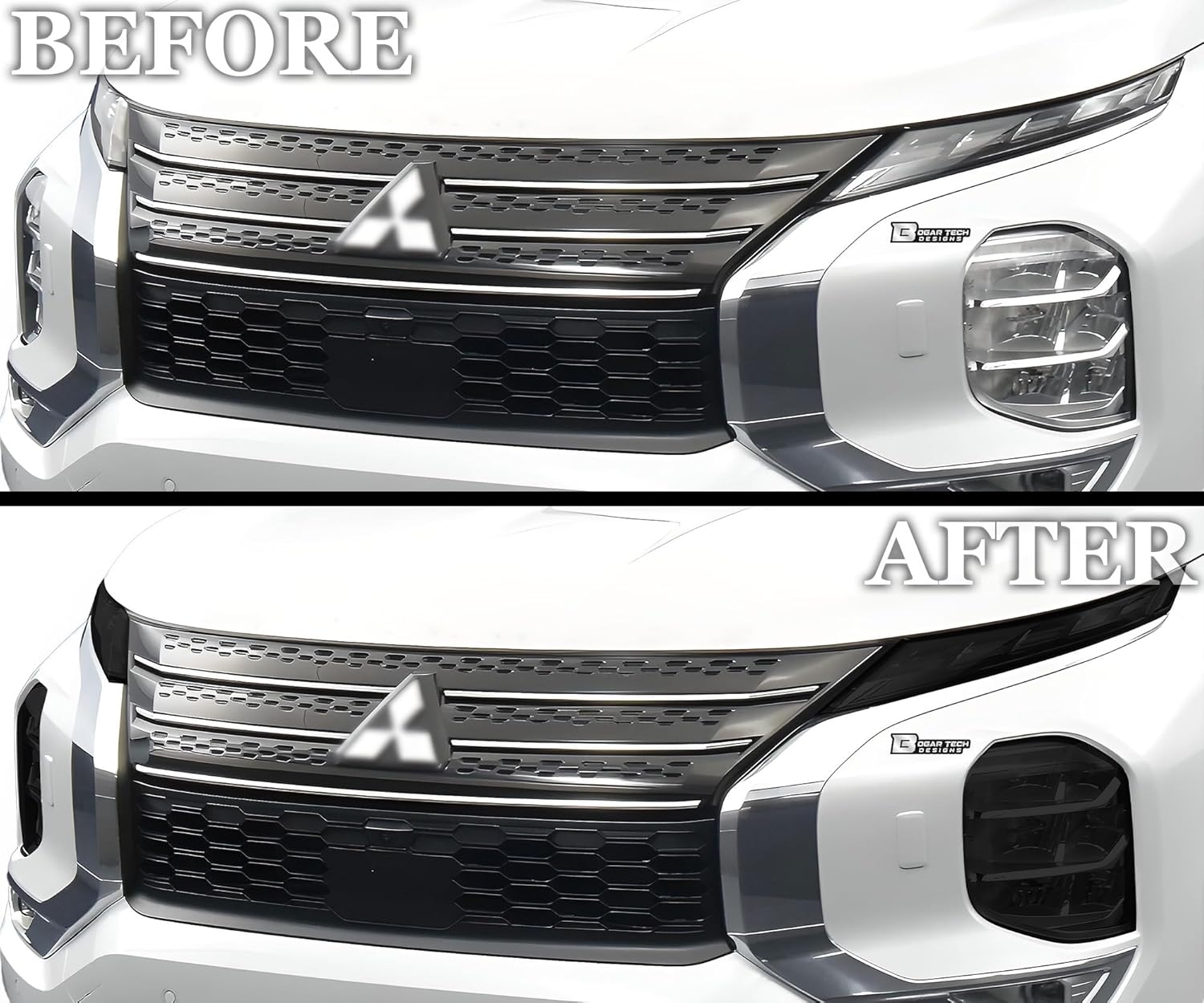 BOGAR TECH DESIGNS Full Headlight Head Light Tint Kit Compatible with Mitsubishi Outlander 2022-2025, Dark Smoke