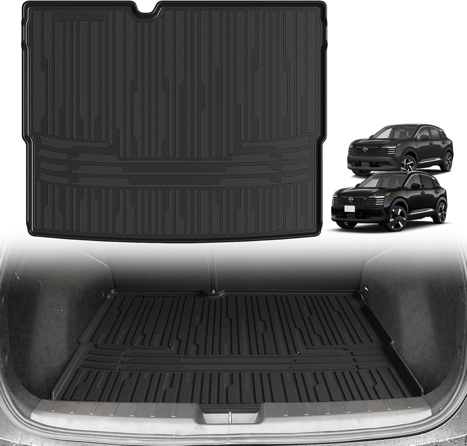 TripleAliners Trunk Mat All Weather Liners Compatible with 2025 Nissan Kicks Interior Accessories Custom Fit Anti-Slip TPE Full Coverage Protection Rear Trunk Floor Mat (SV SR Trim Level ONLY)