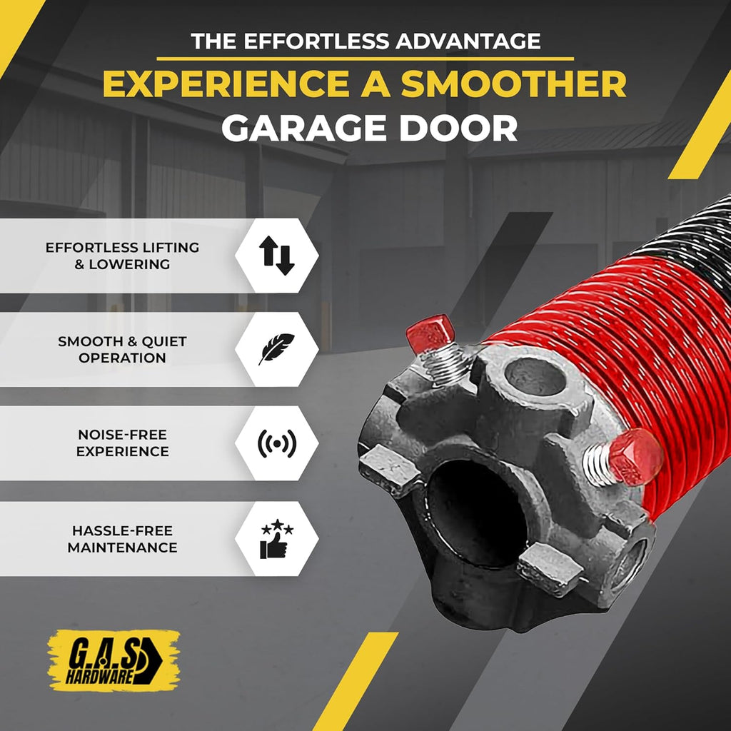 Garage Door Torsion Spring 225x1.75x27 Includes 1” Steel Bearing, Non-Slip Gloves, and Winding Bars for Left Side of Garage Door Precision E-Coating 5-Year Warranty Min. 30,000 Cycles (Red Cone)