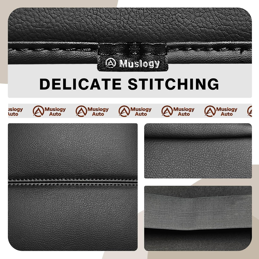 Muslogy Center Console Armrest Cover Compatible with Ford F250 F350 F450 2023 2024 2025 Super Duty Comfort Armrest Pad Arm Rest Cushion Vegan Leather Protector Regular Thick(Bucket Seat ONLY)