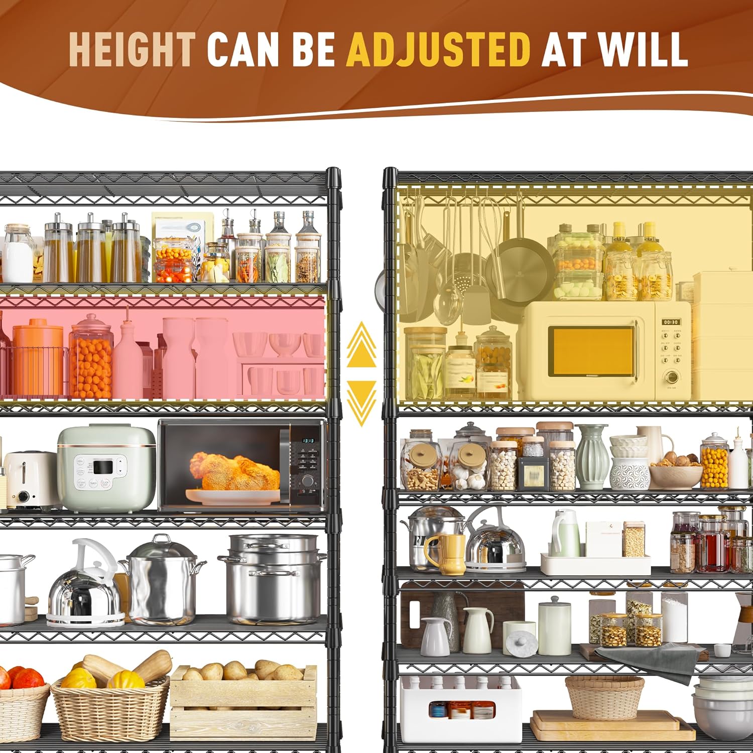REIBII 71" H Storage Shelves 6 Tier Wire Shelving Unit 1200LBS Metal Shelves Adjustable Shelving Units and Wire Shelf Storage Rack Shelf Metal Shelving, Dorm Storage Shelves, 71" H x 29" W x 14" D